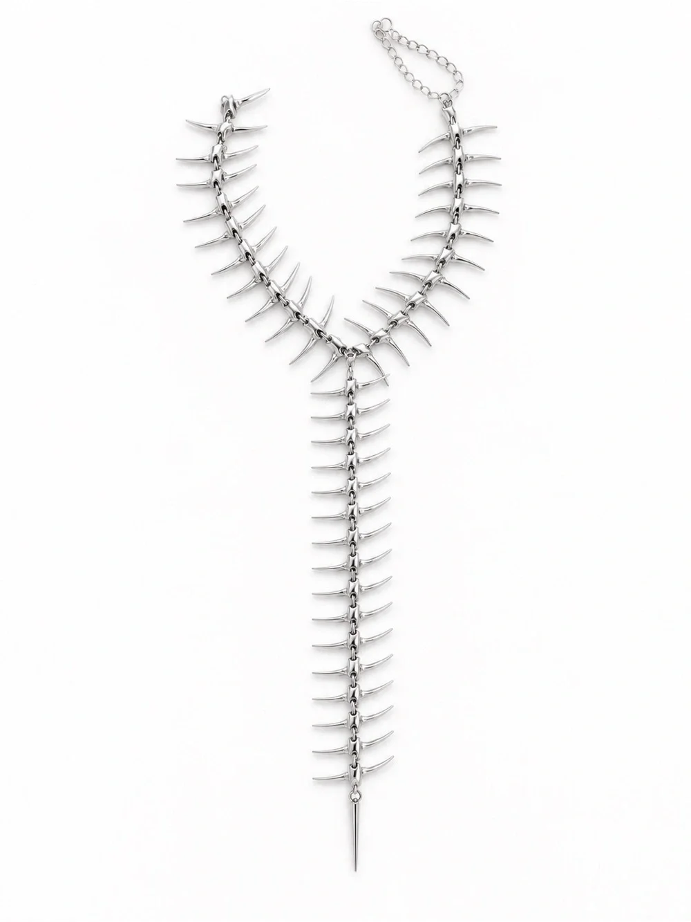 Silver Spine-Back Statement Necklace